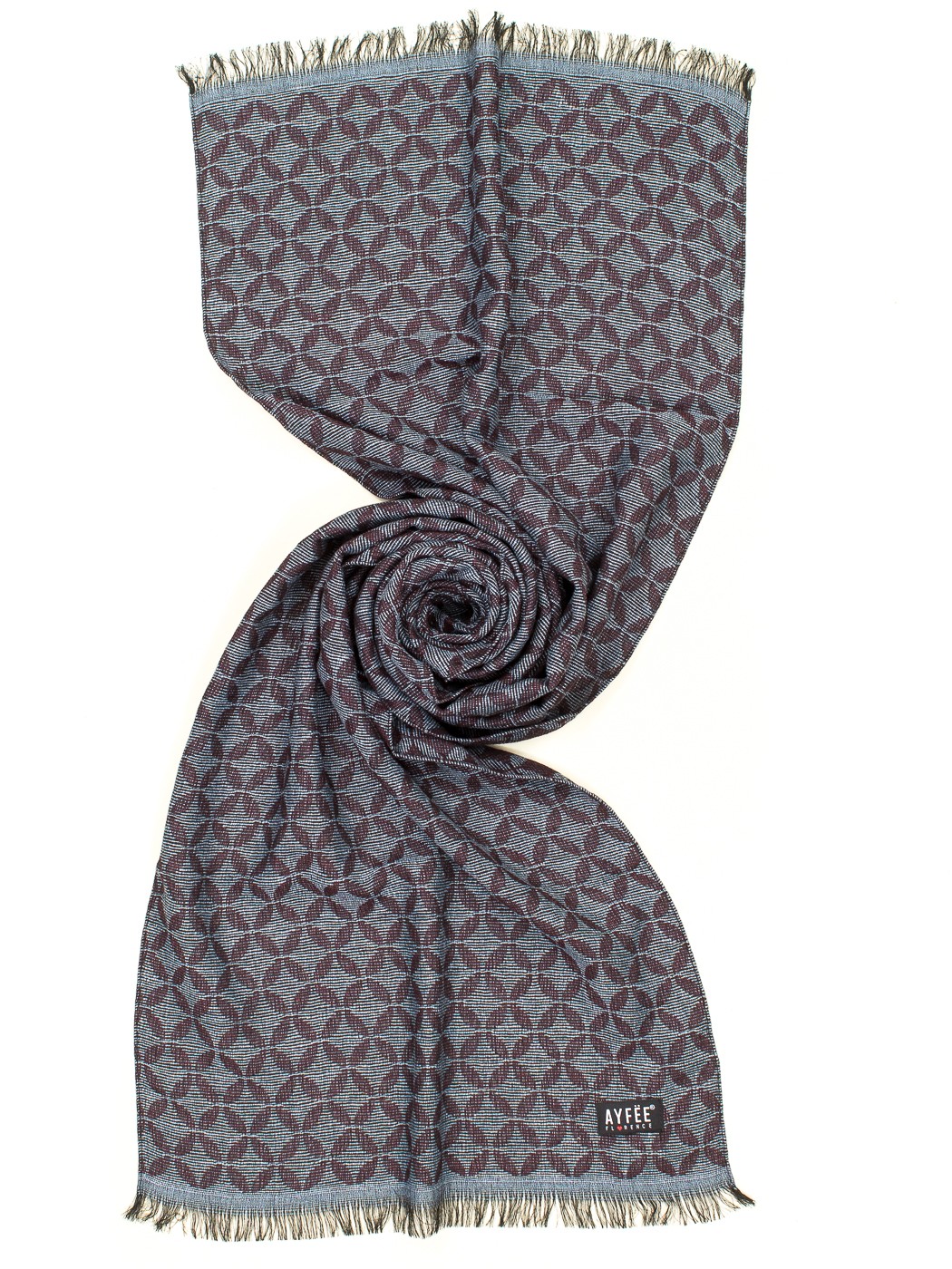 STOLA UOMO JACQUARD CIRCLE , 45X180 - BORDEAU